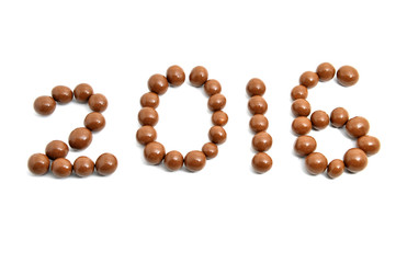  image 2016 of sweet chocolate round on a white background.