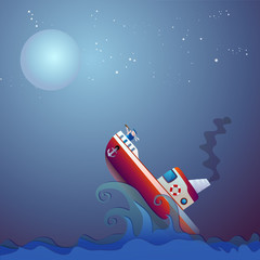 Steamship the storm ocean