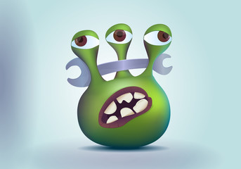 Three eyes alien monster