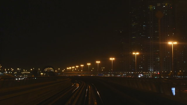Nightscape view from Dubai metro