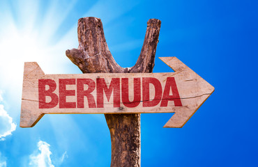 Bermuda wooden sign with sky background