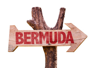 Bermuda wooden sign isolated on white background