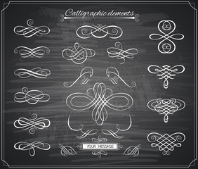 Calligraphic design elements and page decoration. Vector set