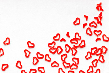 red heart confetti background frame
