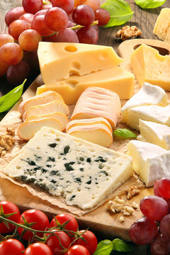 Fototapeta Cheese board - various types of cheese composition