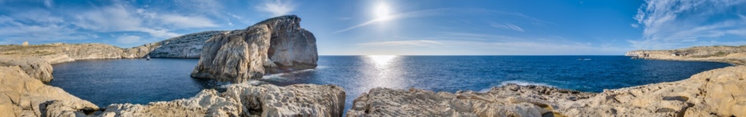 Fototapeta na wymiar Fungus Rock, on the coast of Gozo, Malta