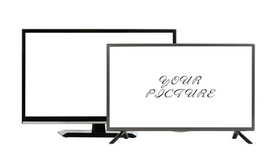Naklejka premium Two modern TV set isolated at white background
