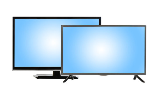 Two modern TV set isolated at white background