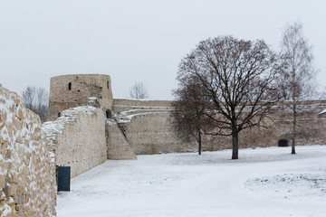 Izborsk fortress in winter