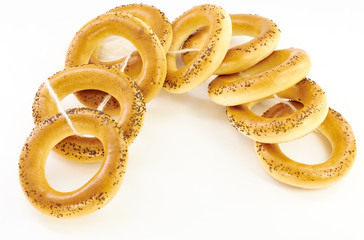 Bagels with poppy seeds and dried