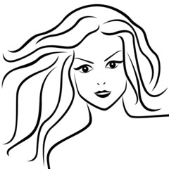 Abstract young woman with flowing hair