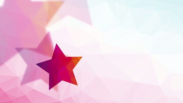 falling and rotating colored stars on bright background