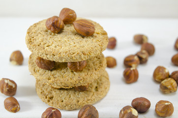 Oatmeal cookies and hazelnuts