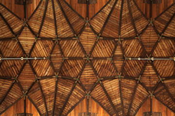 Wooden vaulted ceiling in the Grote Kerk in Haarlem, Netherlands