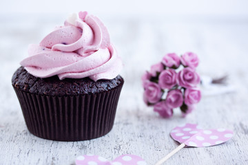pink chocolate cupcake
