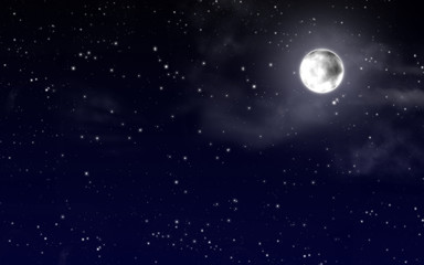Fototapeta na wymiar sky with stars and full moon