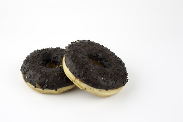 Chocolate Donuts . Isolated on a white background.