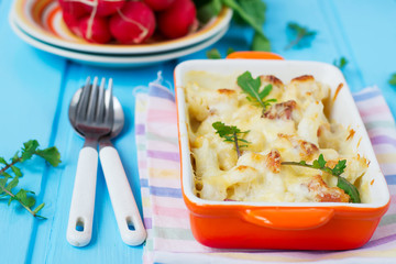Casserole сauliflower with bacon and cheese