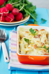 Casserole сauliflower with bacon and cheese