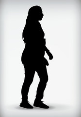 black silhouette of a woman isolated on a white background