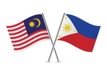 Malaysian and Philippines flags. Vector illustration.
