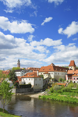 River and roofs of city of Cesky Krumlov