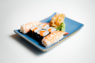 Sushi plate with hosomaki and nigiri