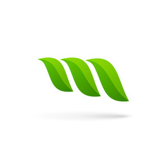 Letter M eco leaves logo icon design template elements