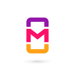 Mobile phone app letter M logo icon design template elements