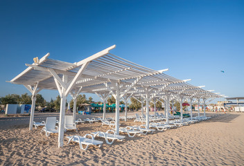 Sun loungers and straw
