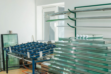 Tempered Window Glass in a PVC Factory