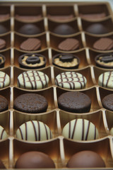 Chocolate candies in a box