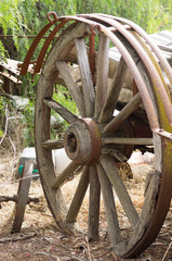Rustic wooden wagon wheel