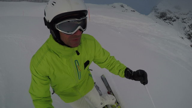 skier skiing selfie perspective