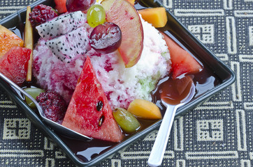 fruits salad on ice