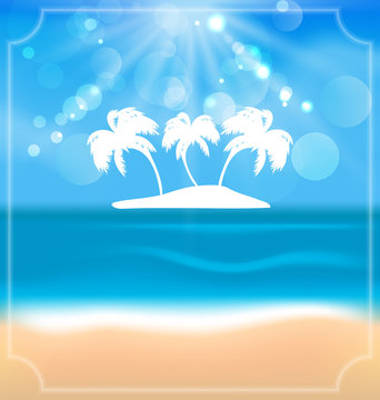 Holiday summer card with beautiful beach and palms