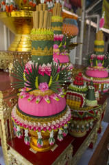 Fototapeta premium flower thai style on shrine worship colorful concept