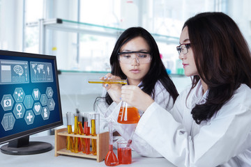 Science students doing experiment