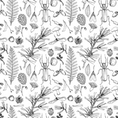 seamless pattern with forest objects