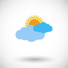Weather icon. Sun and cloud.