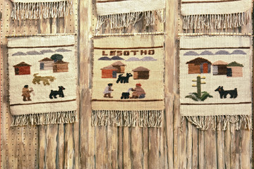 Traditional rugs on wall