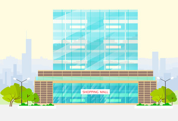 shopping mall building exterior vector