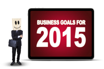 Obraz premium Worker with smiley face and business goals