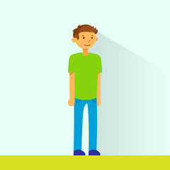 Casual Man Standing Full Legnth Colorful Flat