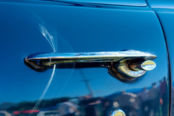 Blue vintage car details - handle