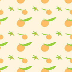 mandarin fruit with green leaves pattter vector