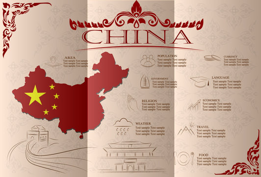 China infographics, statistical data, sights. Vector