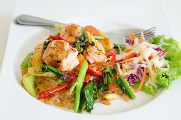 vermicelli fried with spicy seafood