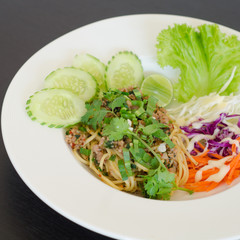 Spaghetti pork sauce, Thai style food