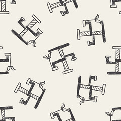 Pet cat tree doodle seamless pattern background